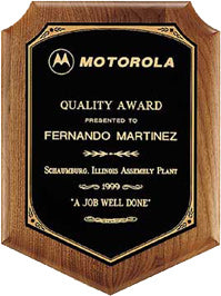 American Walnut Shield Shaped Plaques - Engraved
