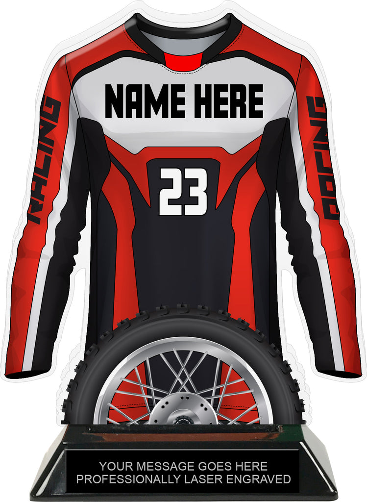 Motocross Jersey Colorix-T Acrylic Trophy - Red [TACR7-JSY-MOTOX-RED-Q]