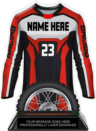 Motocross Jersey Colorix-T Acrylic Trophy - Red [TACR7-JSY-MOTOX-RED-Q]