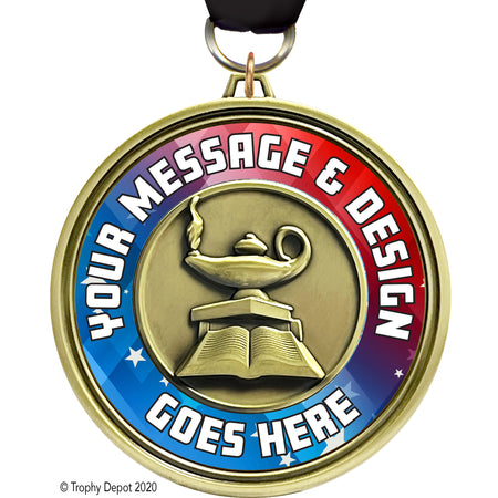 Custom 3 inch Eclipse Insert Medal - Education [MXEL1-KN]