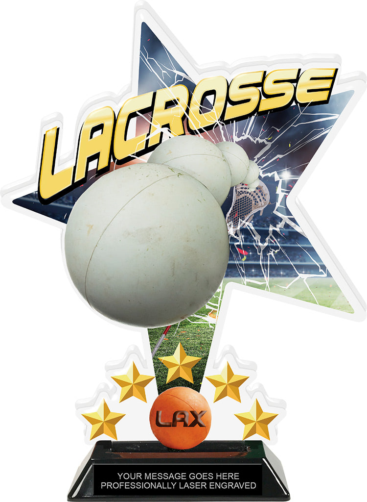Lacrosse Shattered Star Colorix Acrylic Trophy- 10 inch [TACR10-STR-LC-Q]