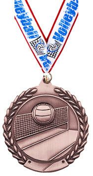2.75 in Volleyball Wreath Framed Medal- Bronze [M311-VB-B]