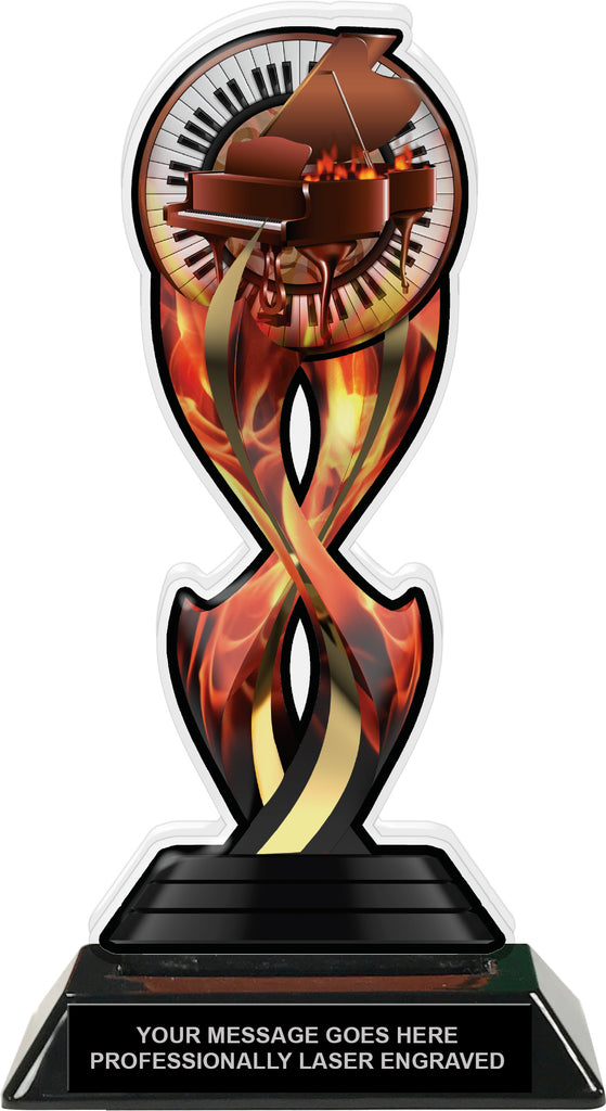 Piano Music Tribal Flames Acrylic Trophy- 8.5 inch [TACR85-TF-PNO-Q]