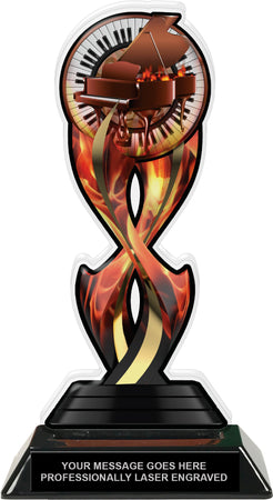 Piano Music Tribal Flames Acrylic Trophy- 8.5 inch [TACR85-TF-PNO-Q]