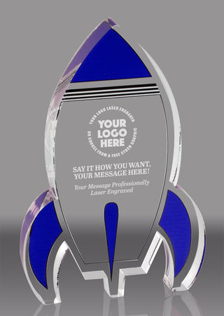 Blue Rocket Acrylic Award - 5 inch [ATRKT-BLU-5-Q]
