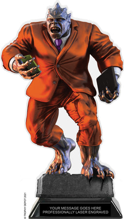 Sales Beast Acrylic Trophy - 10 inch Orange Suit [TACR10-BSAL-ORG-Q]