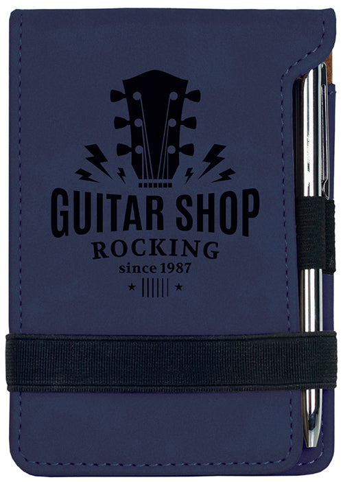 Blue Leatherette Notepad with Pen [NTPDJ-393]