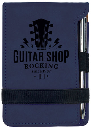 Blue Leatherette Notepad with Pen [NTPDJ-393]