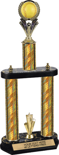 Softball Spinning Ball 18" Two Post Trophy [T2PSB2D18-SB]