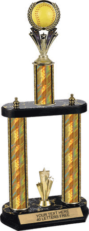 Softball Spinning Ball 18" Two Post Trophy [T2PSB2D18-SB]