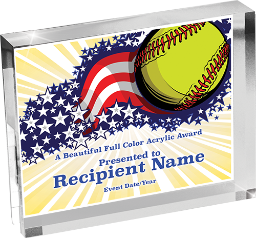 Softball Horizontal Vibrix Acrylic Award [A43BH-SB]