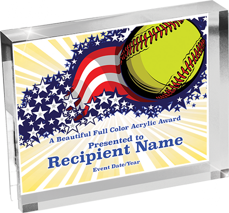 Softball Horizontal Vibrix Acrylic Award [A43BH-SB]