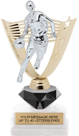 Basketball Female Diamond Riser Victory Backdrop Trophy [TDRHSVYB-8-BKF]