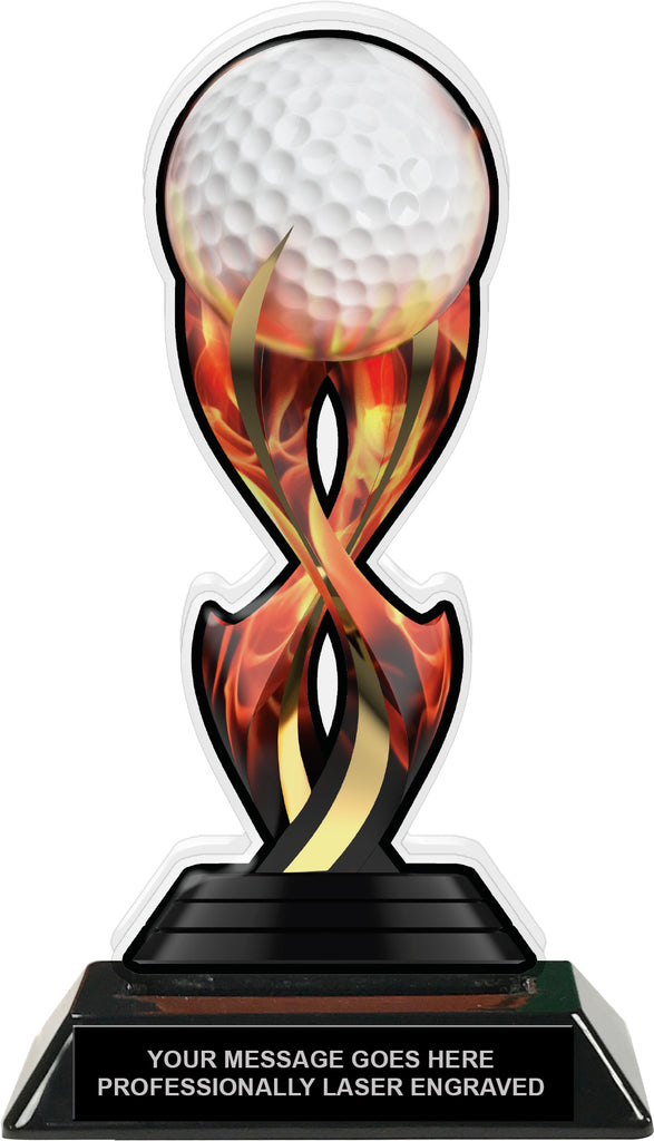 Golf Tribal Flames Acrylic Trophy - 8.5 inch [TACR85-TF-GL-Q]