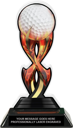 Golf Tribal Flames Acrylic Trophy - 8.5 inch [TACR85-TF-GL-Q]