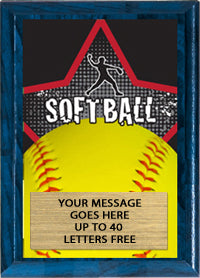 Softball Full Color Star Plaque [PEDG5-SB]