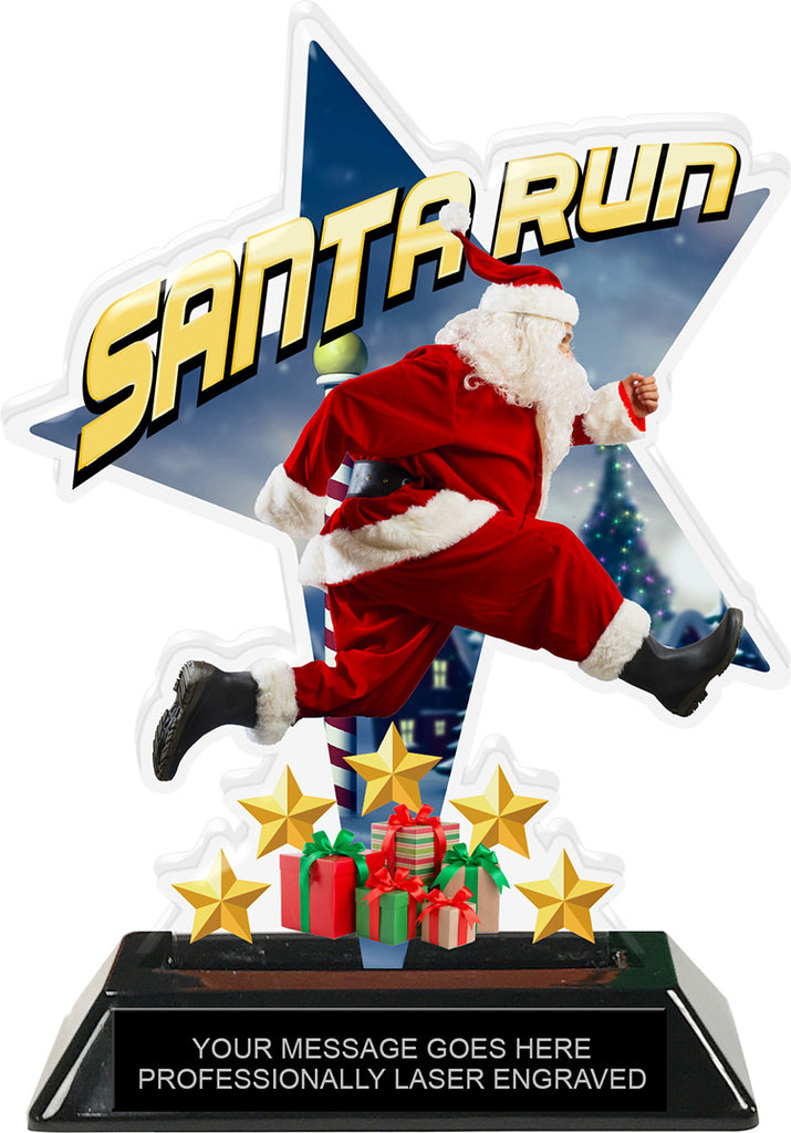 Santa Run Shattered Star Colorix Acrylic Trophy- 7 inch [TACR7-STR-SNTRN-Q]