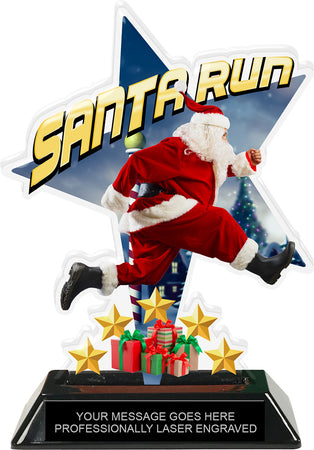 Santa Run Shattered Star Colorix Acrylic Trophy- 7 inch [TACR7-STR-SNTRN-Q]