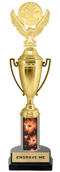 Cup Trophy with Figures on Horseshoe Bases