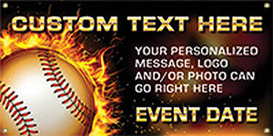Baseball Vinyl Banner- Flames [VB-BS-FLM]