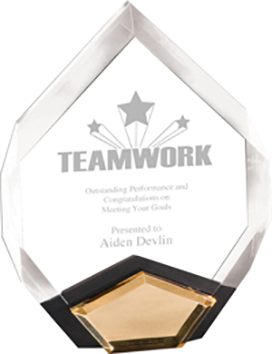 Facet Cut Marquis Acrylic Award- 9 inch Gold [AMAQA9-GD]