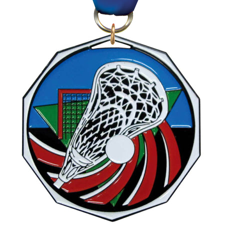 Lacrosse Decagon Painted Medal [MDCM2-LC]