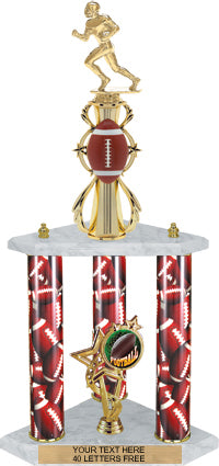 Football Sport Color Riser Three-Post Trophy [TCSR3P26-FB]