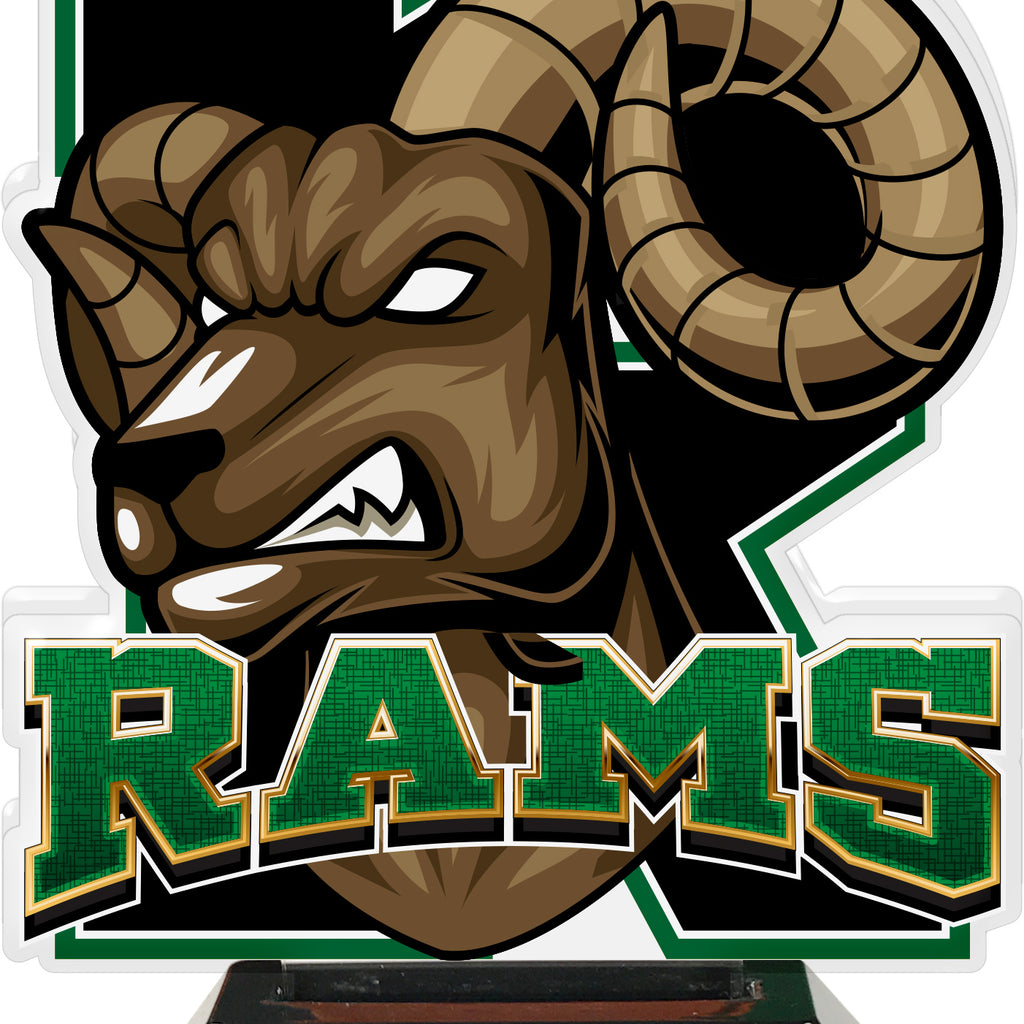 Rams Mascot Colorix-T Acrylic Trophies - Green