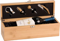Solid Bamboo Single Wine Presentation Box with Tools Gift Set [GJ-WBX31]