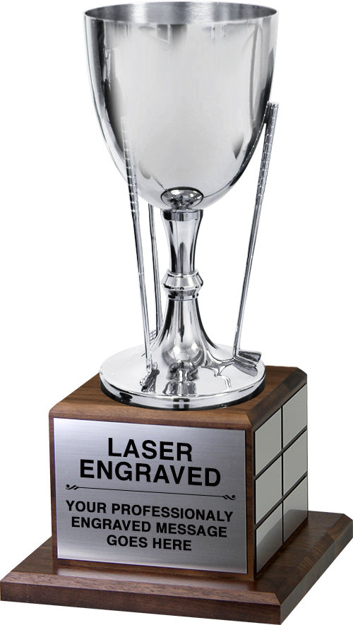 Perpetual Nickel Plated Golf Cup on Walnut Base [TPP1L-601]