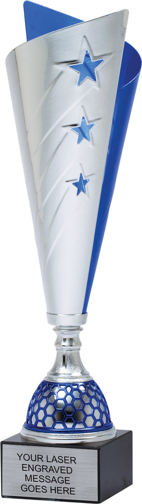 Silver Split Cups with Blue Stars