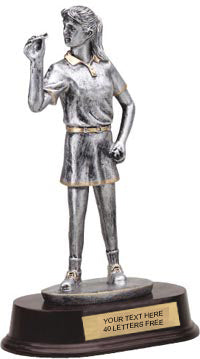 Darts Pewter Finish Resin Trophy - Female [SGR2366DF]