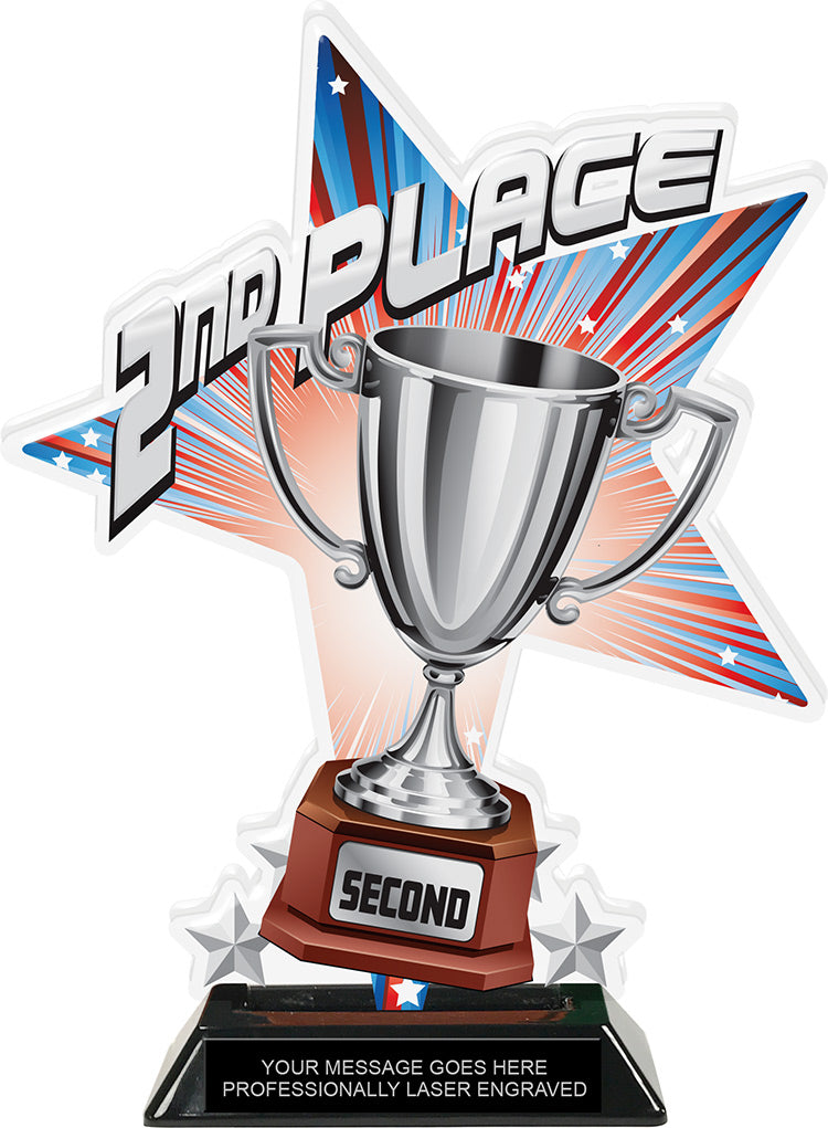 2nd Place Shattered Star Colorix Acrylic Trophy- 10 inch [TACR10-STR-2ND-Q]