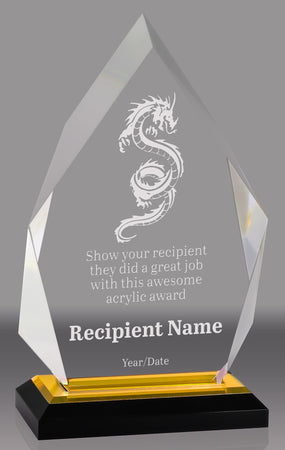 Acrylic Diamond with Gold Reflective Bottom- 8.75 inch [ADIA8-GLD]