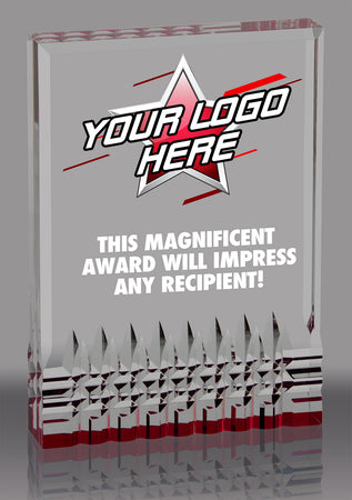 Custom Reflective Base Acrylic Award- Red 5x7 inch [ACRS-5R-FC]