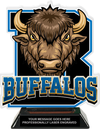 Buffalos Mascot Colorix-T Acrylic Trophy - 8.25 inch Blue [TACR8-MSCT-BUF-BLU-Q]