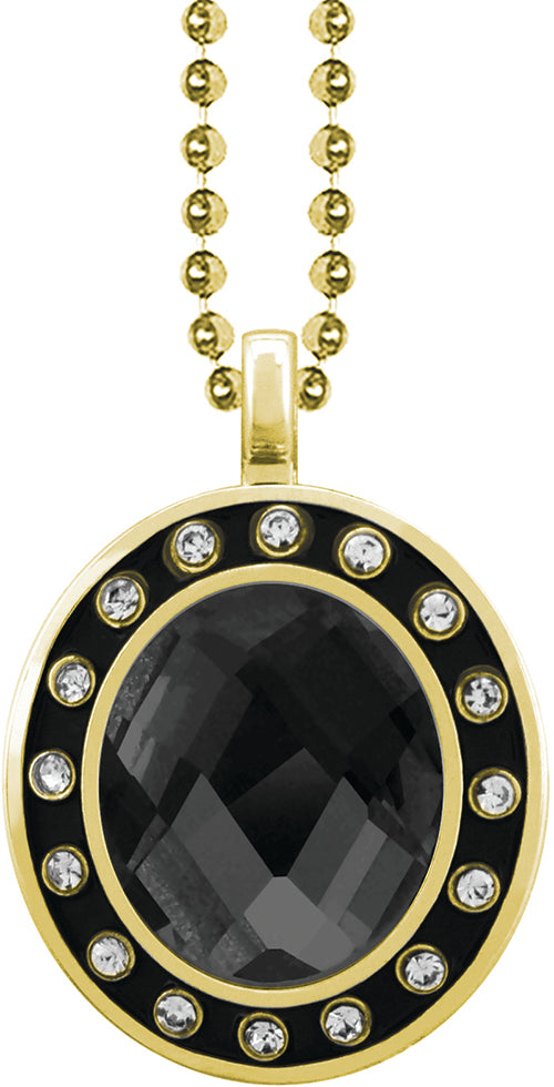 Black Onyx Gem Gold Charm [CSOV-16STN-STN-BLK-G]