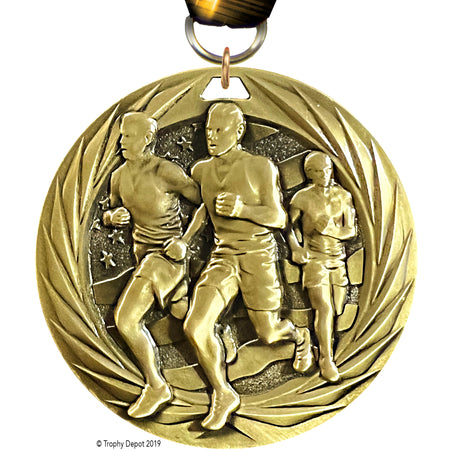 Cross Country Running Male 1.75 inch Blade 3D Diecast Medal [MBD1-CCM]