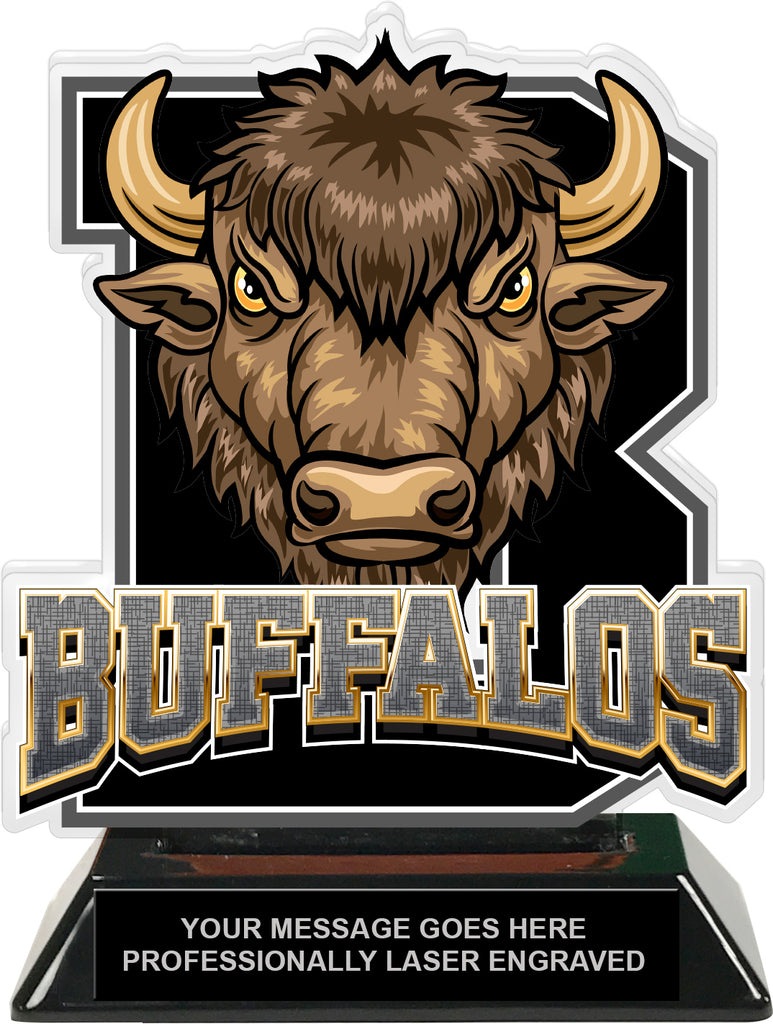 Buffalos Mascot Colorix-T Acrylic Trophy - 6.25 inch Black [TACR6-MSCT-BUF-BLK-Q]
