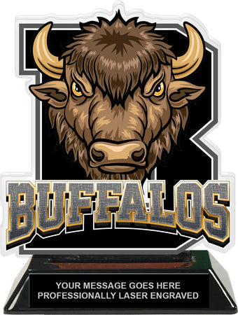 Buffalos Mascot Colorix-T Acrylic Trophy - 6.25 inch Black [TACR6-MSCT-BUF-BLK-Q]