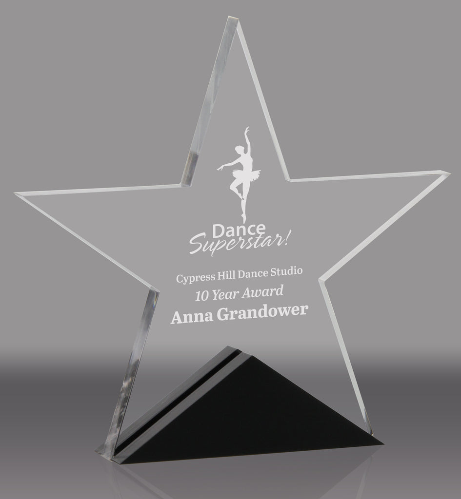 Acrylic Star with Black Accents - 7.5 inch [ATSTRI-7-Q]