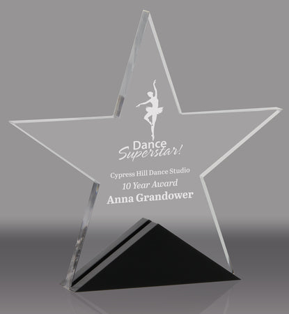 Acrylic Star with Black Accents - 7.5 inch [ATSTRI-7-Q]