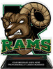 Rams Mascot Colorix-T Acrylic Trophy - 6.25 inch Green [TACR6-MSCT-RAM-GRN-Q]