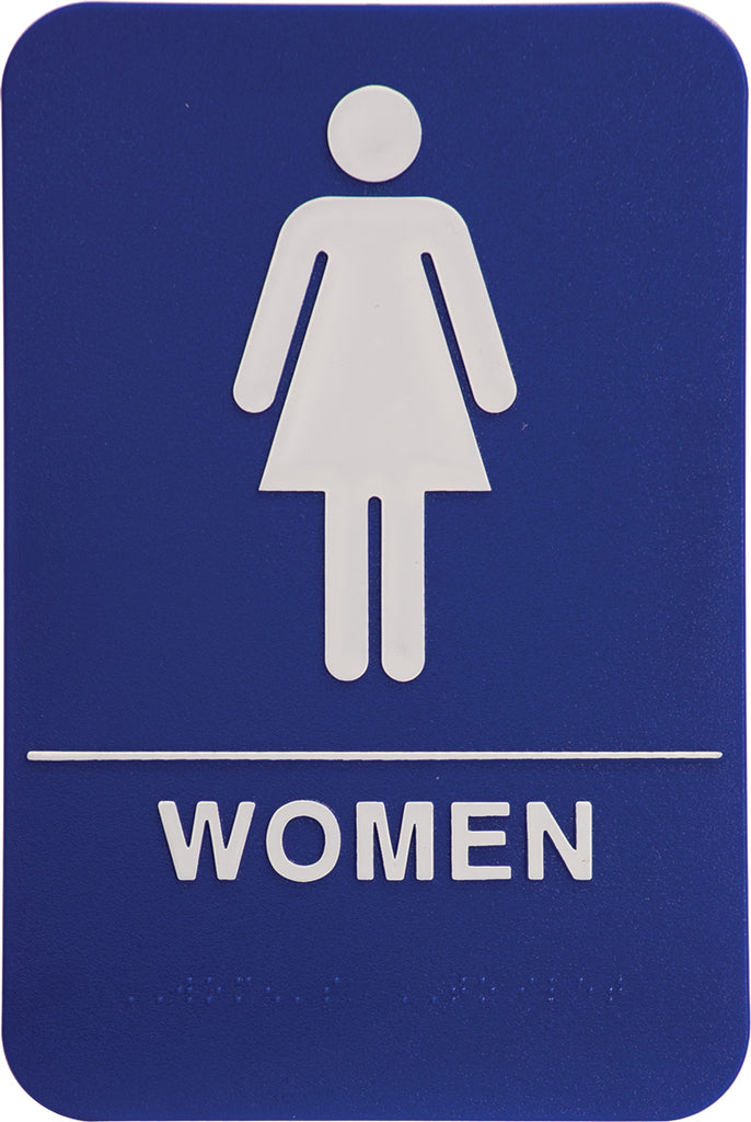 ADA 6 x 9 Blue/White Womens Accessible Restroom Sign [AJDA-206]