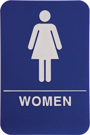 ADA 6 x 9 Blue/White Womens Accessible Restroom Sign [AJDA-206]