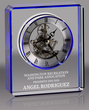 Crystal Clock Award with Cobalt Blue Border [CM245-5]