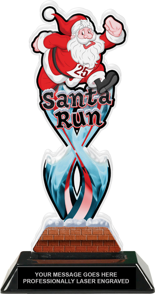 Santa Run Tribal Flames Acrylic Trophy - 10 inch [TACR10-TF-SNTRN-Q]