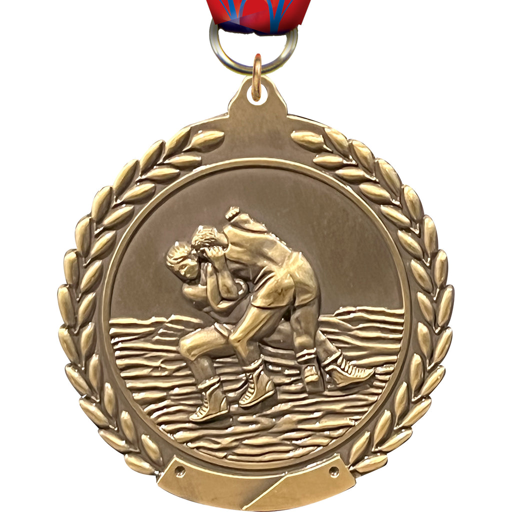Wrestling Wreath Framed Medal
