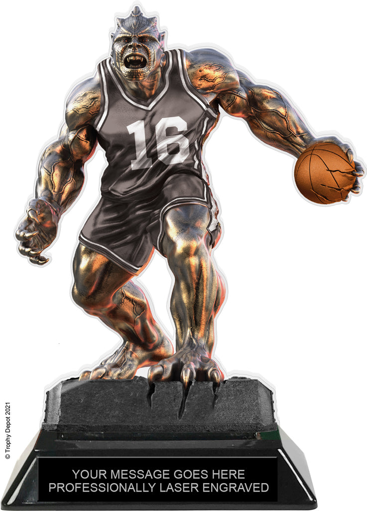 Beast Basketball Choose Your Number Acrylic Trophy - 7 inch Grey [TACR7-BST-BK-GRY-Q]