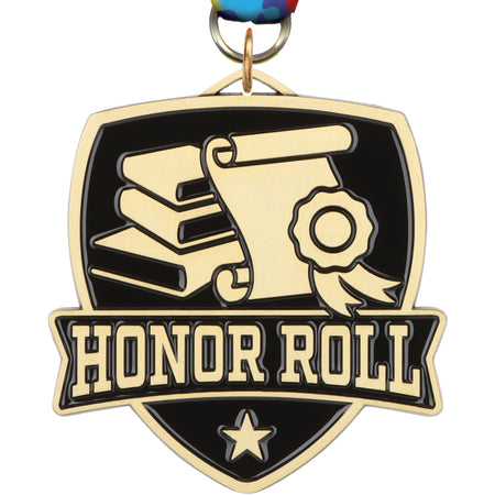 2.5" Honor Roll Banner Shield Medal [MPSHD2-HR]